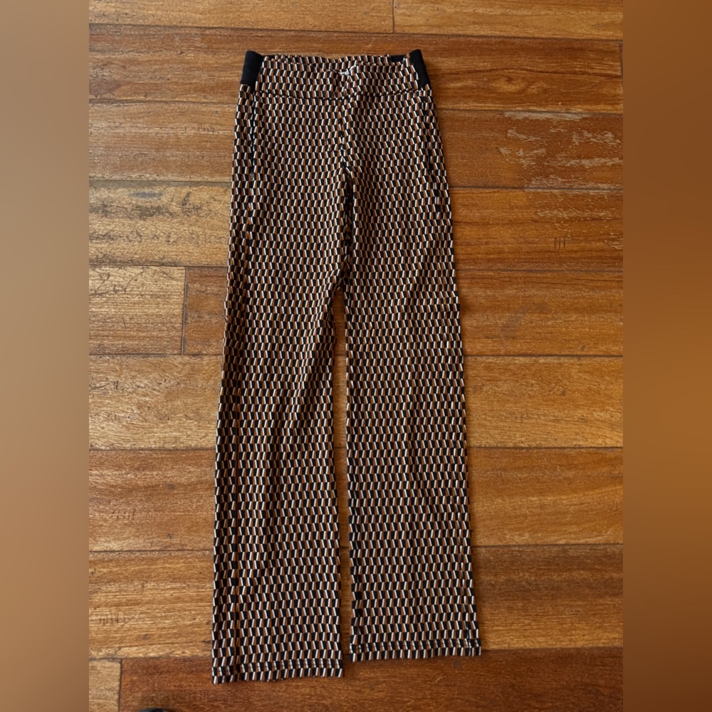 Betabrand Straight Leg Pants in brown and black size S.
